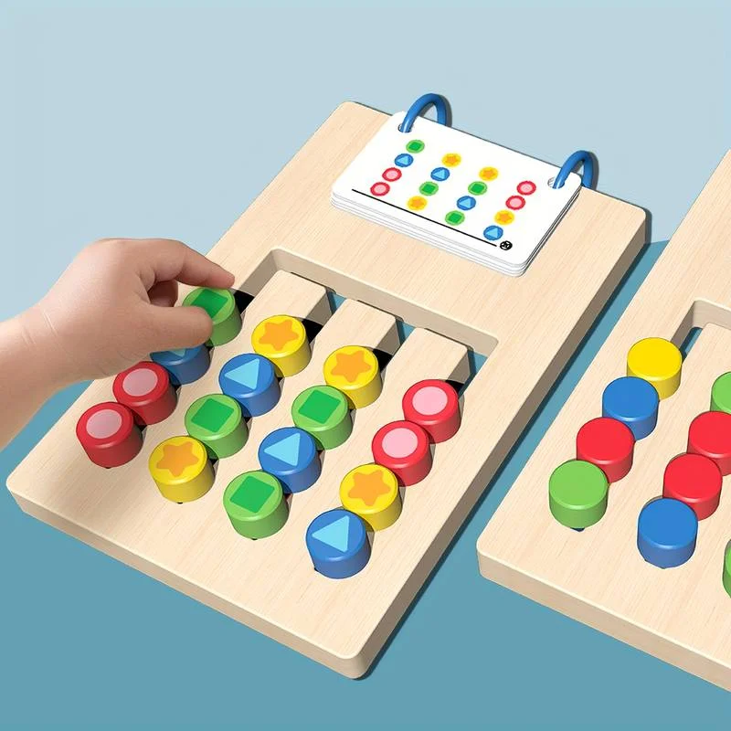 Image galerie 1 - <b>Jeu en Bois Montessori – Roulement à Billes et Cartes Modèles pour Enfants 2-6 ans</b>