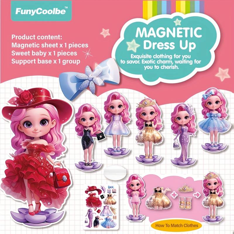 Autocollants Magnétiques d’Habillage – Princesses & Personnages de Dessins Animés