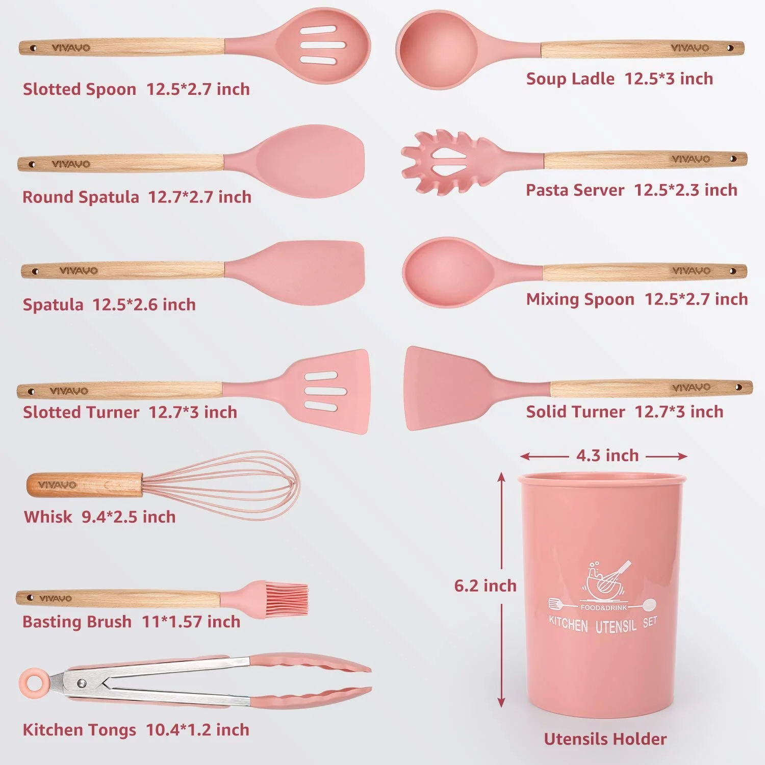 Ensemble de 12 ustensiles de cuisine en silicone